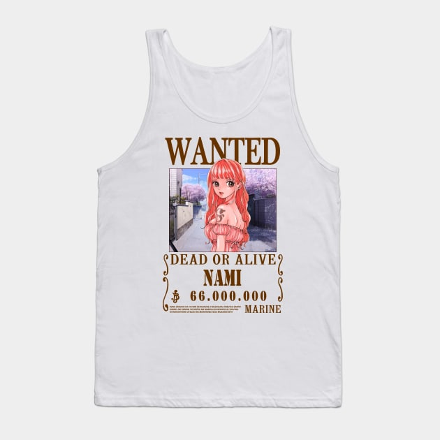 Nami One Piece Wanted Tank Top by Teedream